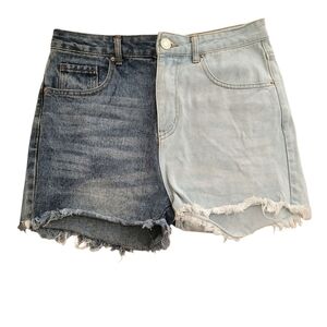 Two-tone 100% Cotton Denim Cut-off Shorts, Size 29/9
